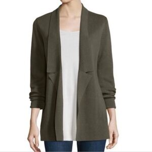 Eileen Fisher Interlock Sweater Cardigan Jacket Oregano Silk Cotton Women's 12